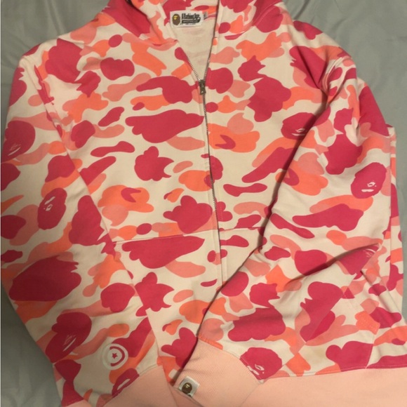 Bape Pink and Orange Camouflage Hoodie